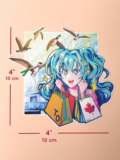 Miku Shopping in Toronto - Waterproof Sticker