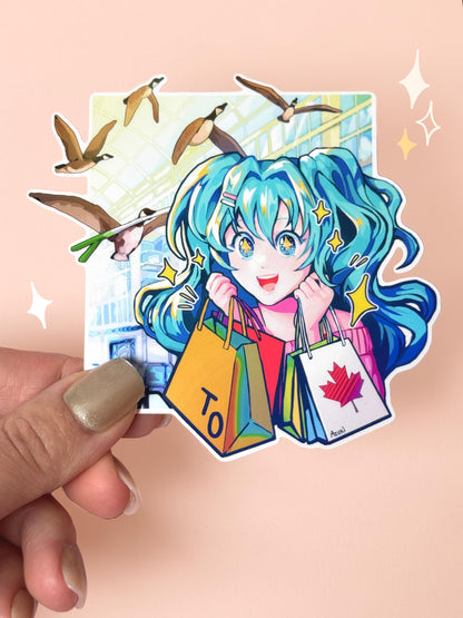 Miku Shopping in Toronto - Waterproof Sticker