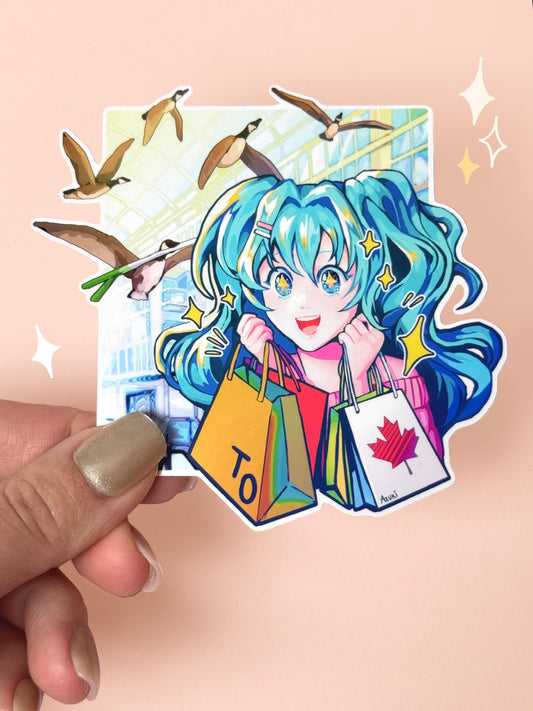 Miku Shopping in Toronto - Waterproof Sticker