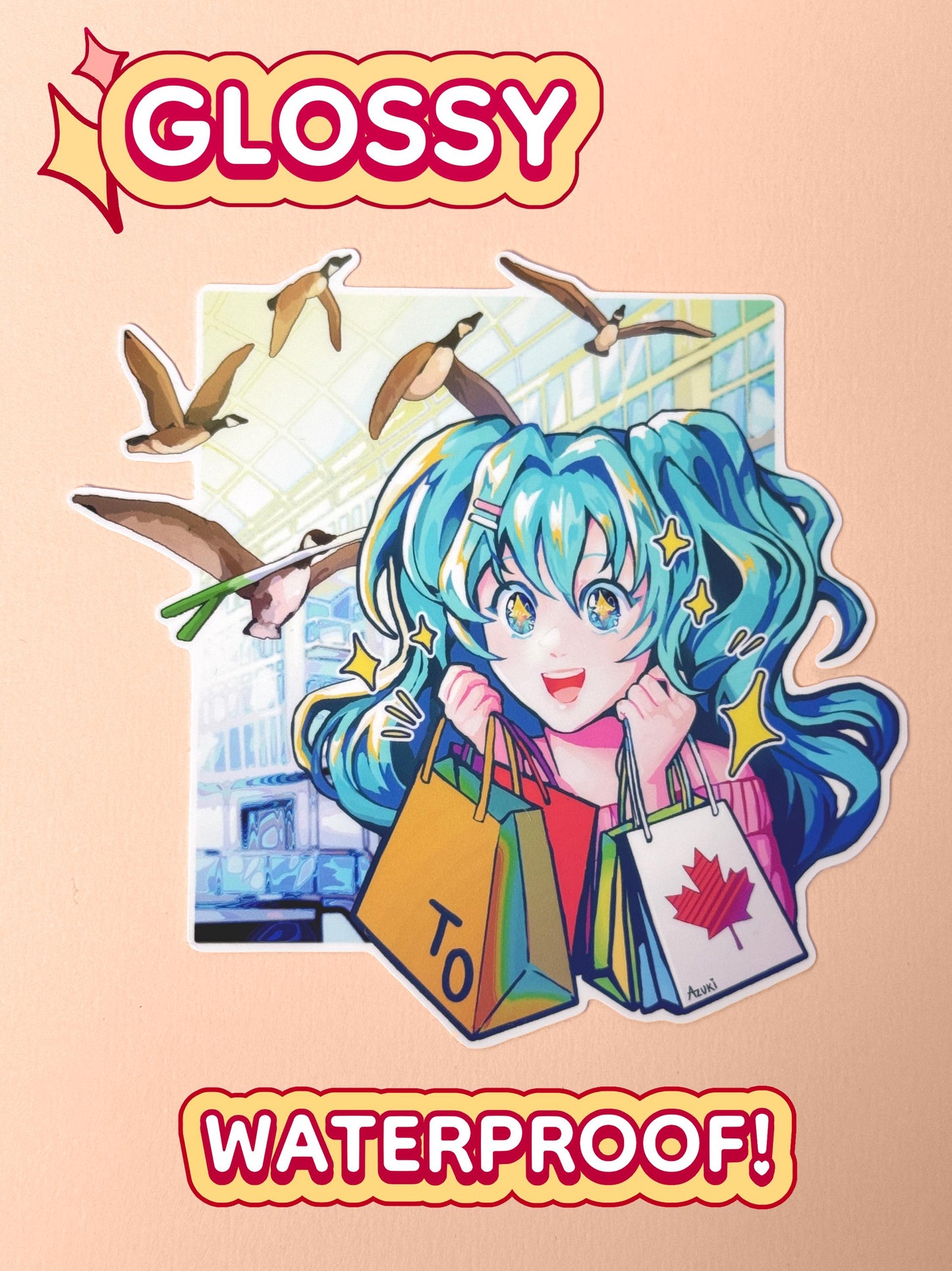 Miku Shopping in Toronto - Waterproof Sticker