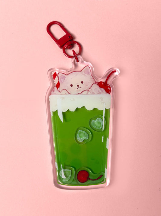 Melon Soda Keychain  - Acrylic Shaker Keychain