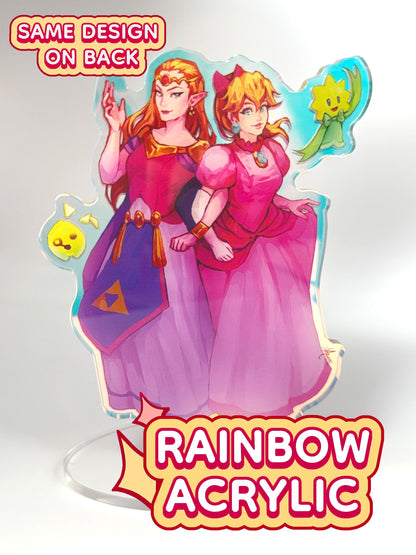 Princess Zelda and Princess Peach - Rainbow Acrylic Standee