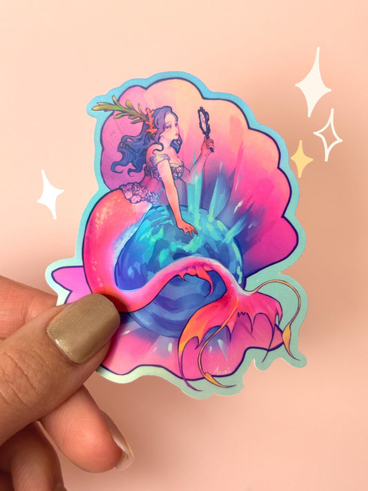 Mirror Mermaid - Holographic - Waterproof Sticker