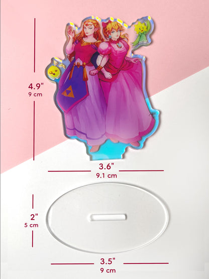 Princess Zelda and Princess Peach - Rainbow Acrylic Standee