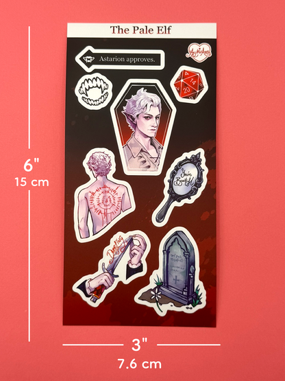Astarion Baldur's Gate 3 Sticker Sheet - The Pale Elf - Waterproof Vinyl