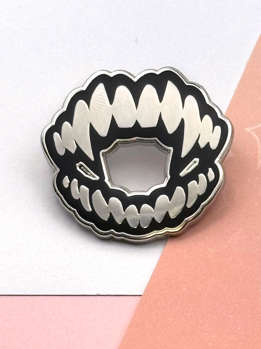 Bite Enamel Pin — Vampire Hard Enamel