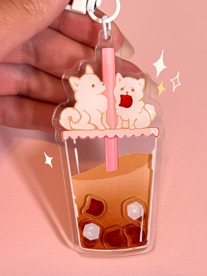 Bubble Tea Dogs Shaker Keychain — Boba Acrylic Charm