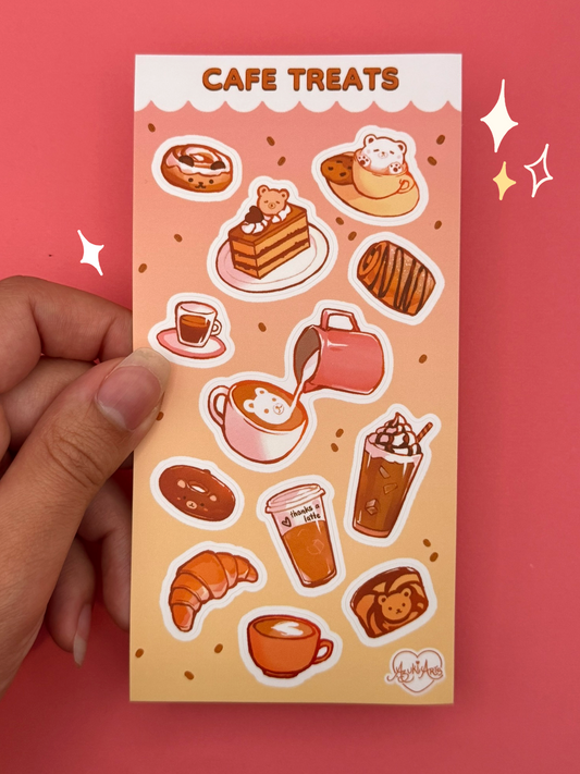 Cafe Treats Sticker Sheet - Waterproof Vinyl