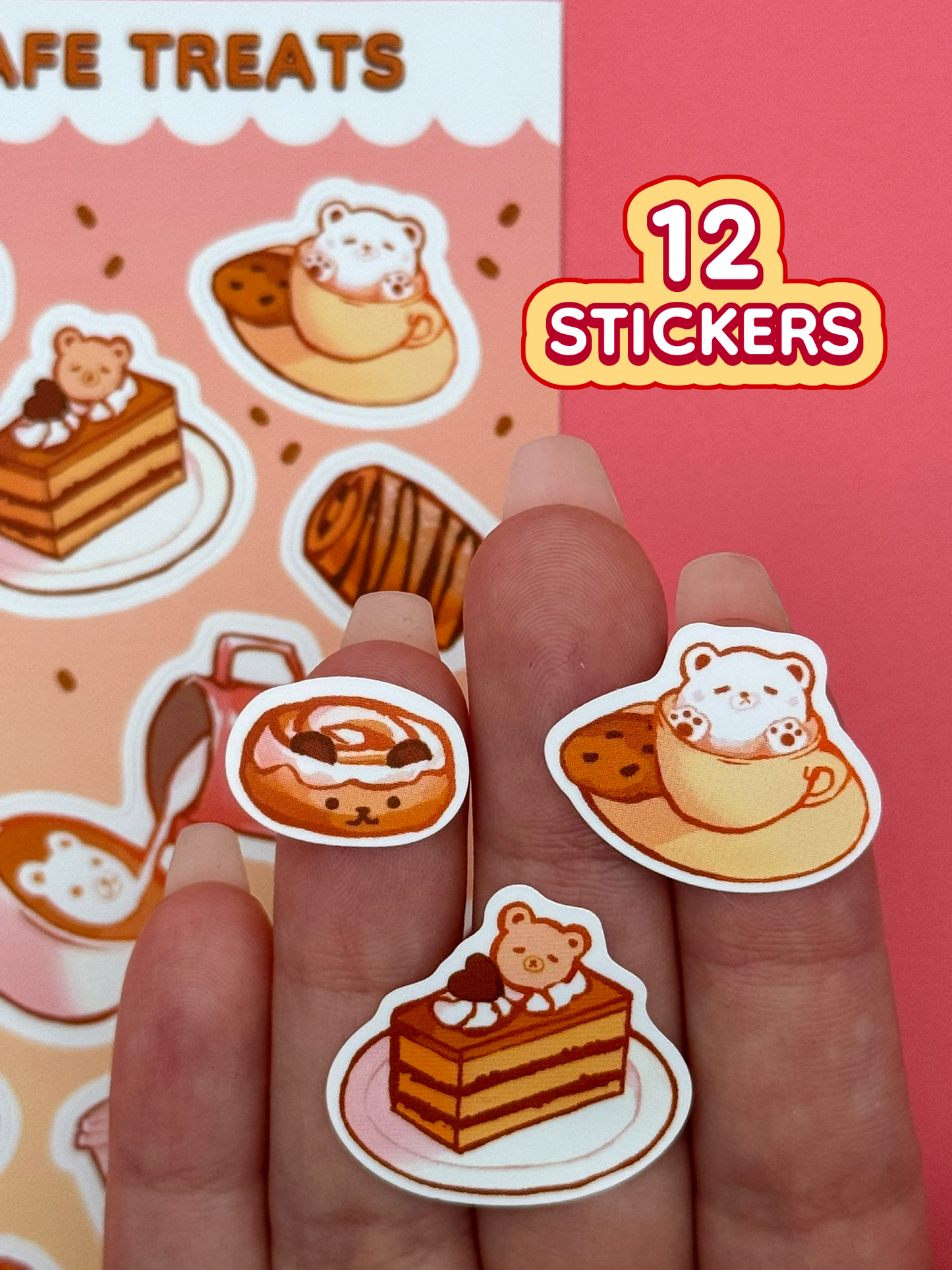 Cafe Treats Sticker Sheet - Waterproof Vinyl