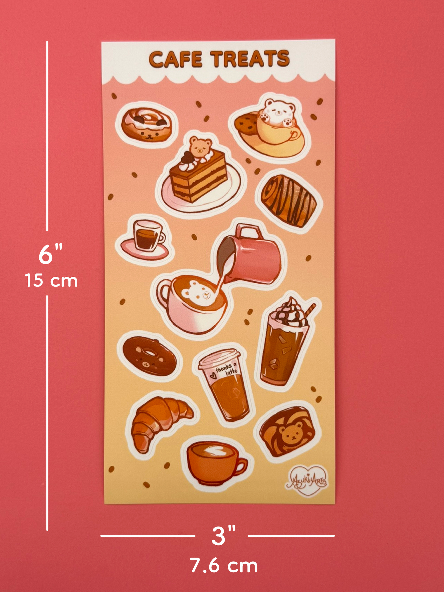 Cafe Treats Sticker Sheet - Waterproof Vinyl