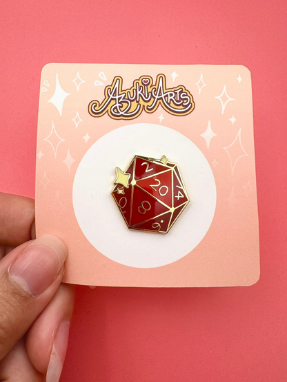 D20 Enamel Pin — DnD Dice Hard Enamel