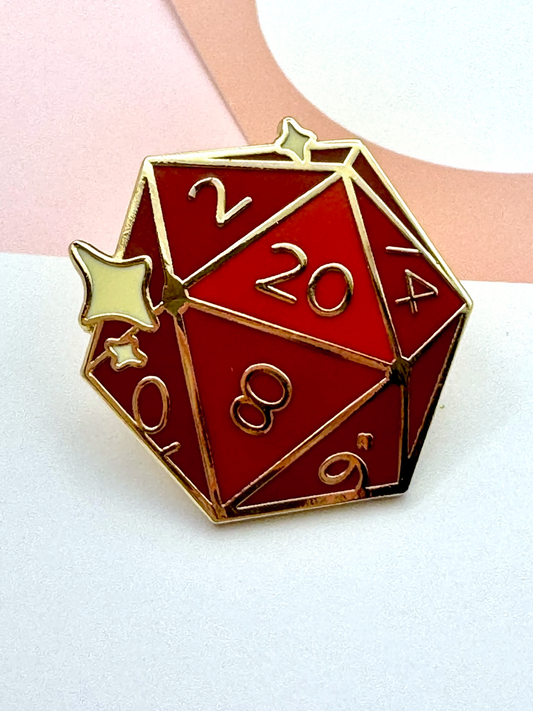 D20 Enamel Pin — DnD Dice Hard Enamel