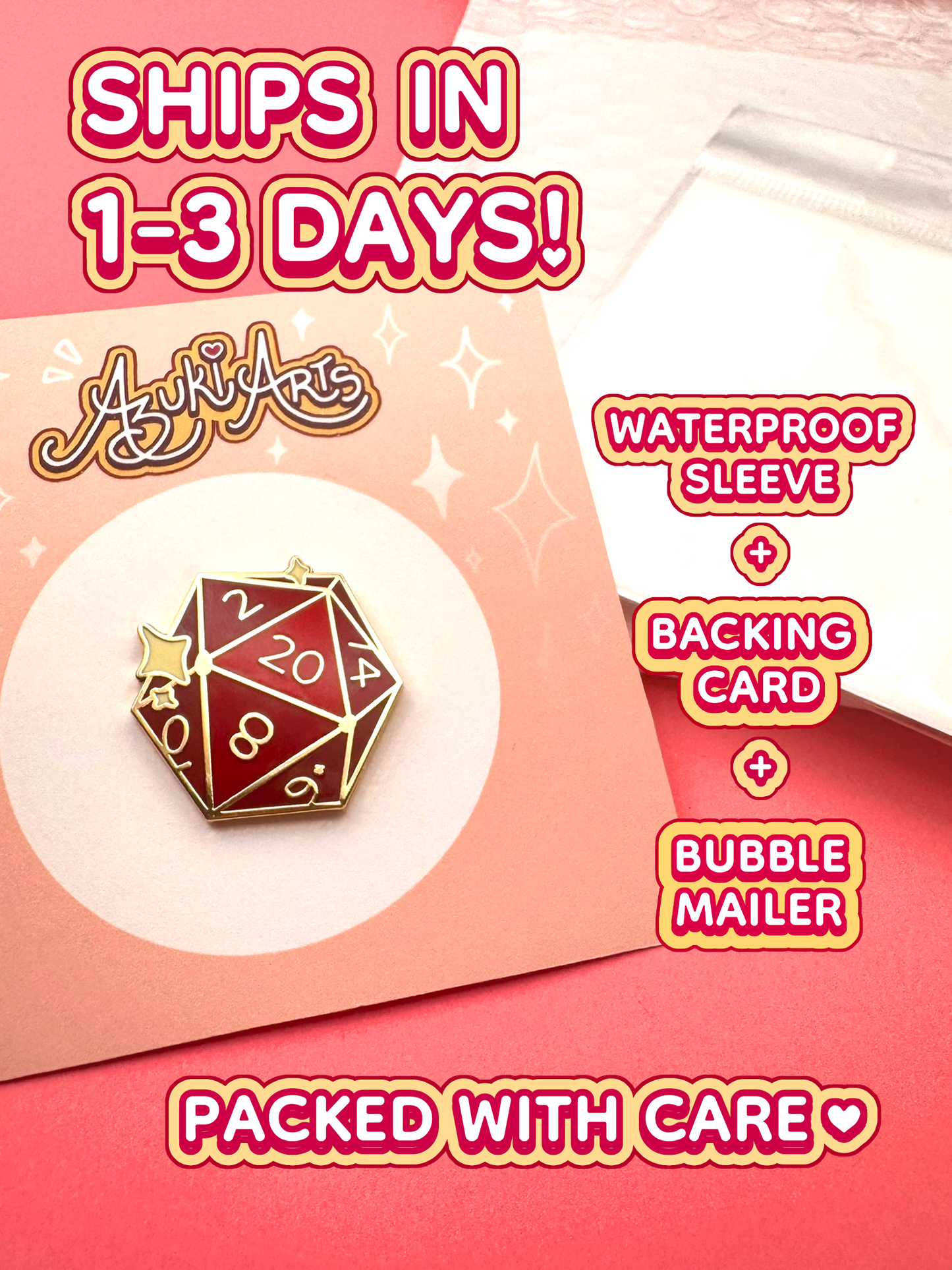 D20 Enamel Pin — DnD Dice Hard Enamel