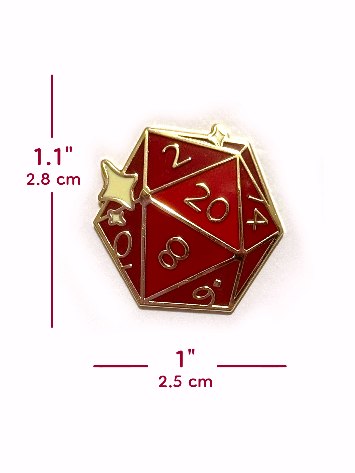 D20 Enamel Pin — DnD Dice Hard Enamel