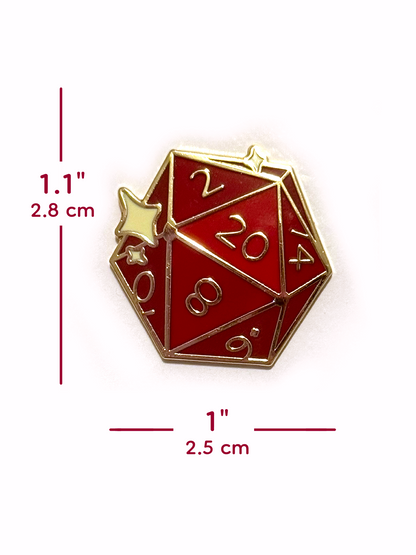 D20 Enamel Pin — DnD Dice Hard Enamel
