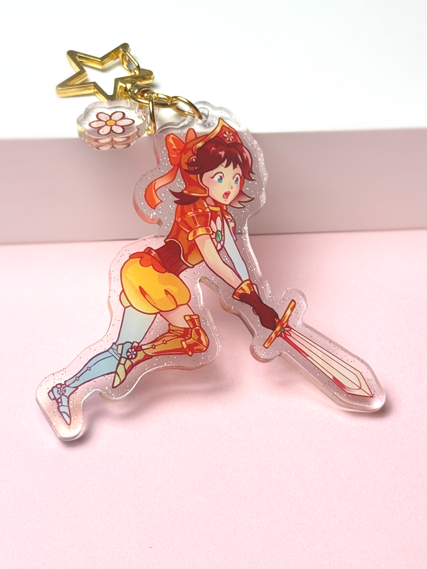 Knight Daisy - Super Mario - Glitter Acrylic Keychain
