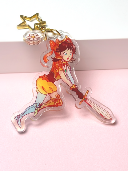 Knight Daisy - Super Mario - Glitter Acrylic Keychain
