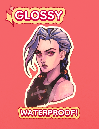 Jinx Arcane Sticker — League of Legends Die-Cut Waterproof Vinyl