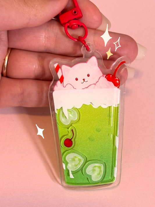 Melon Soda Pom Shaker Keychain — Acrylic Charm