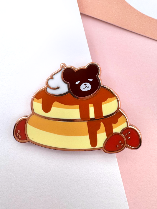 Bear Pancakes Enamel Pin — Hard Enamel