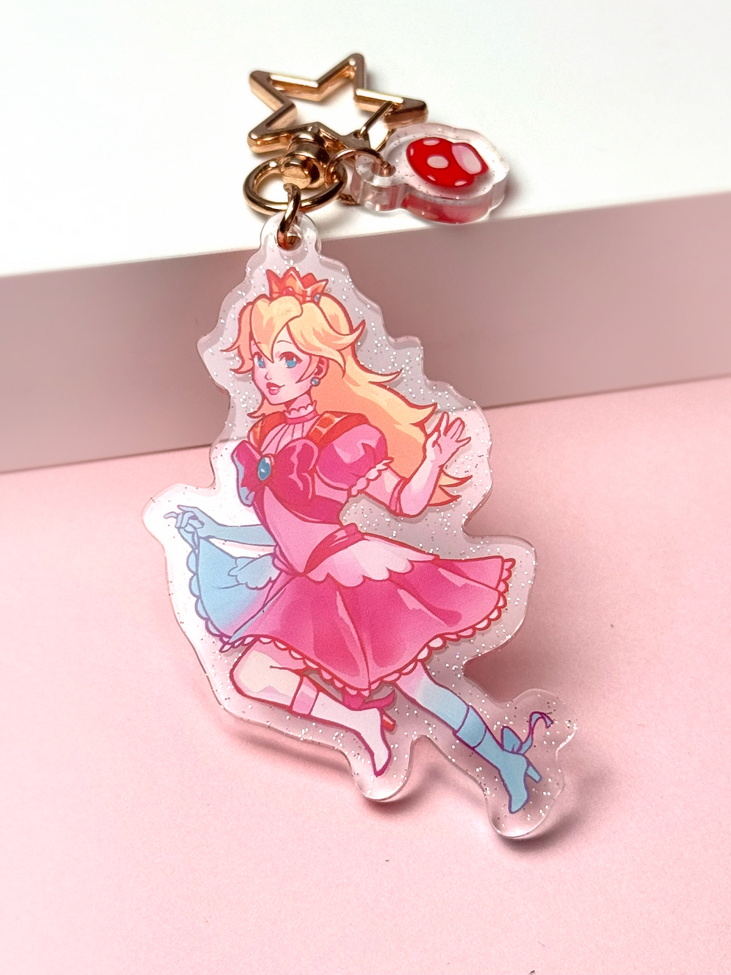 Princess Peach - Super Mario - Glitter Acrylic Keychain
