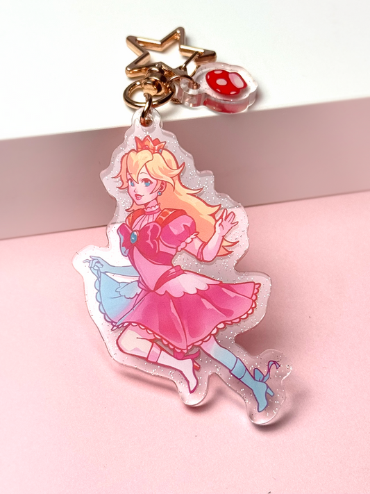 Princess Peach - Super Mario - Glitter Acrylic Keychain