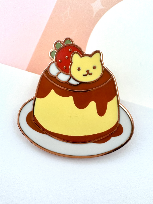 Cat Pudding Enamel Pin — Hard Enamel