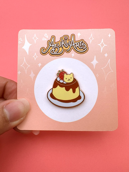 Cat Pudding Enamel Pin — Hard Enamel
