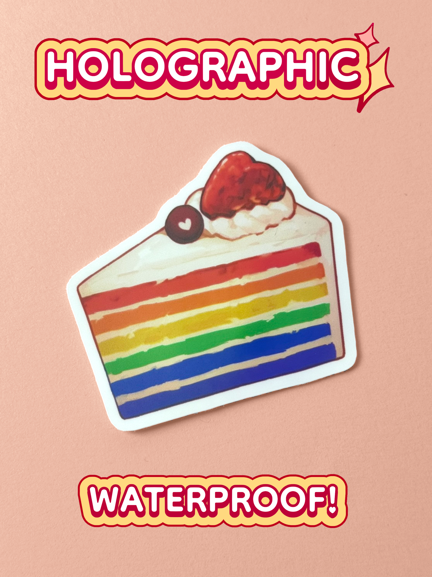 Rainbow Cake | Holographic Waterproof Sticker