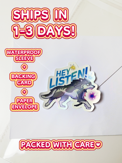 Wolf Link The Legend of Zelda Sticker — Twilight Princess Holographic Die-Cut Waterproof Vinyl