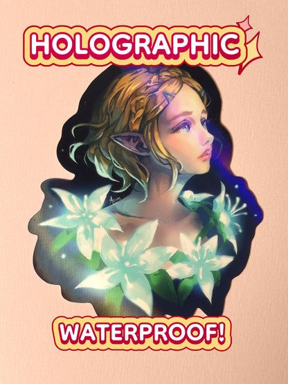 Princess Zelda - Gamer Art - Holographic - Waterproof Sticker
