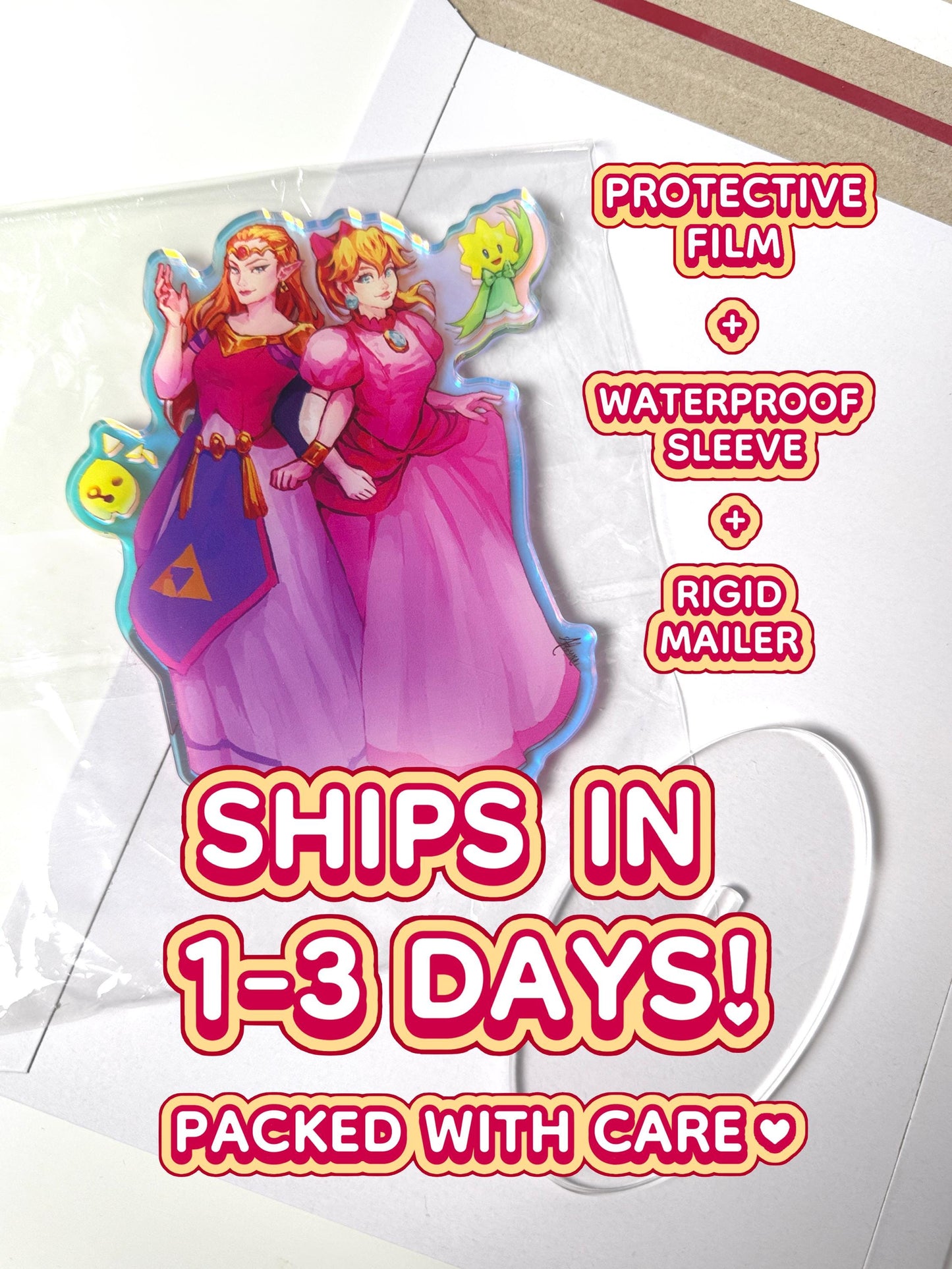 Princess Zelda and Princess Peach - Rainbow Acrylic Standee