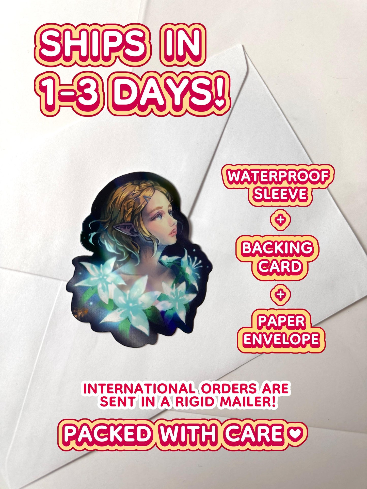 Princess Zelda - Gamer Art - Holographic - Waterproof Sticker