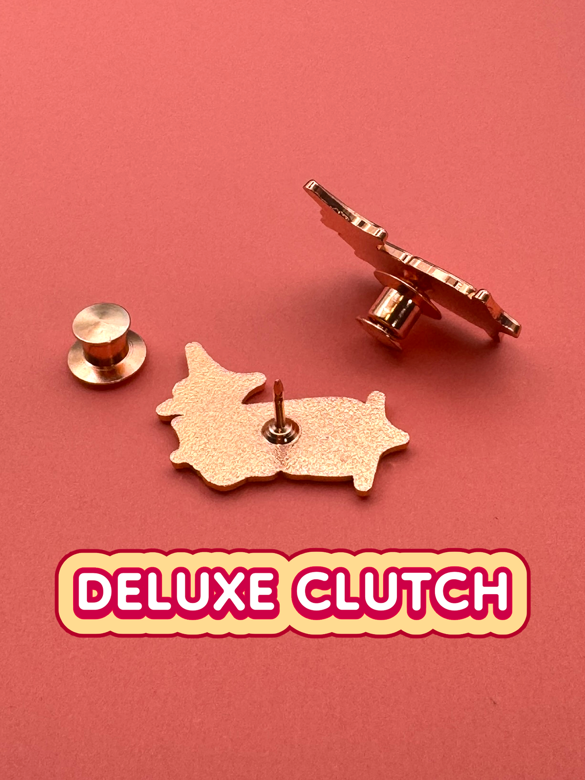 The large EXP enamel pin comes with a deluxe clutch backing.