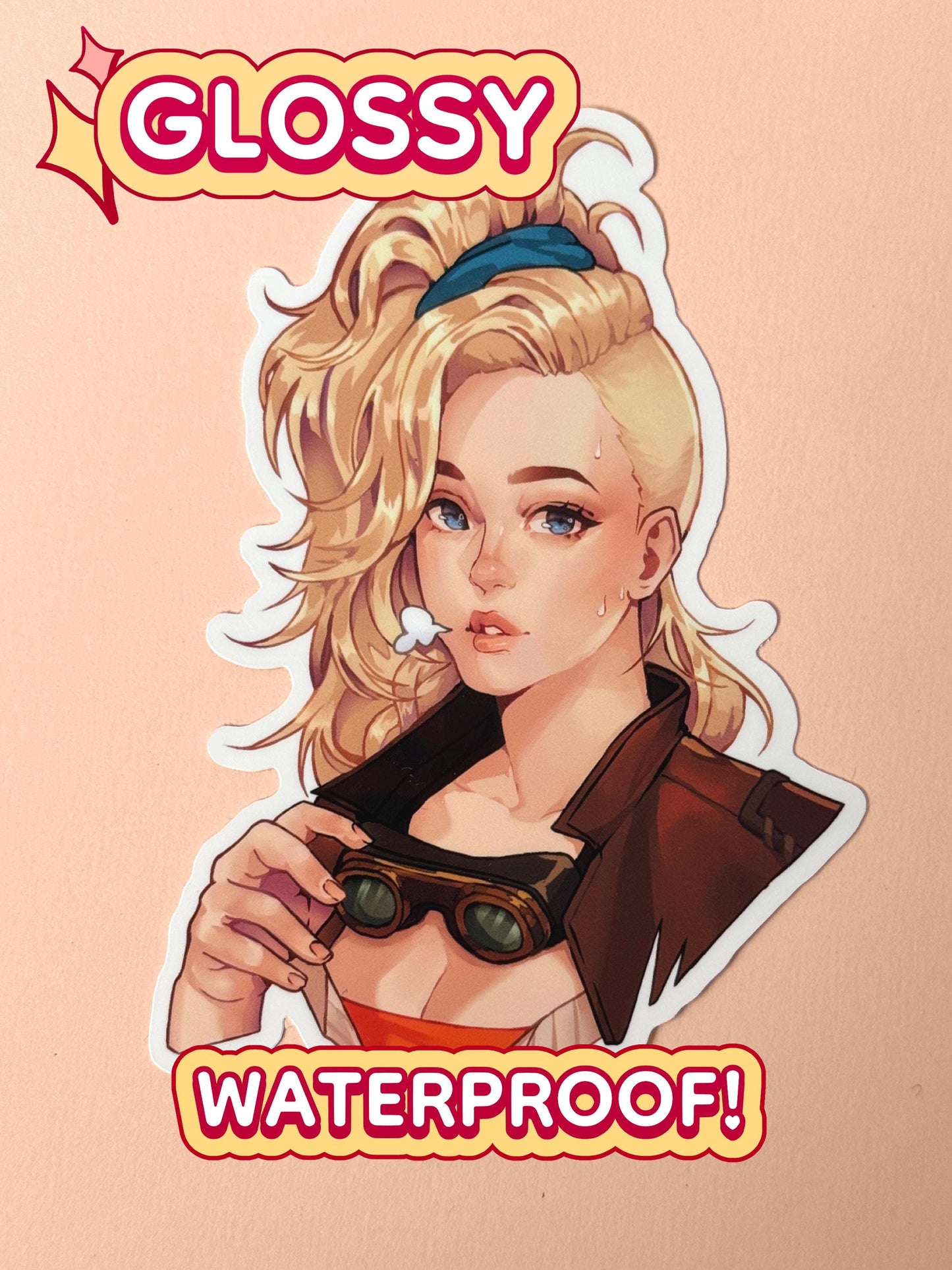 The Gemma sticker is glossy and waterproof.