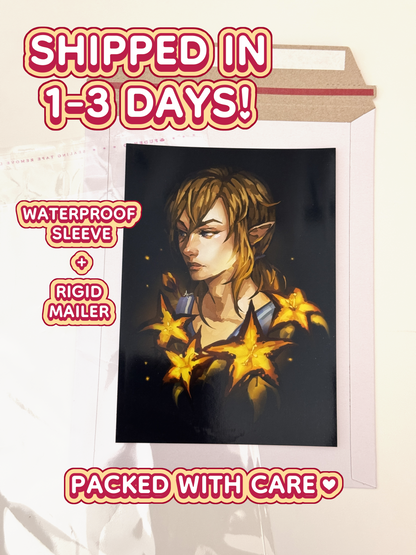 The Link print ships in 1 to 3 days in a waterproof sleeve and rigid mailer. 