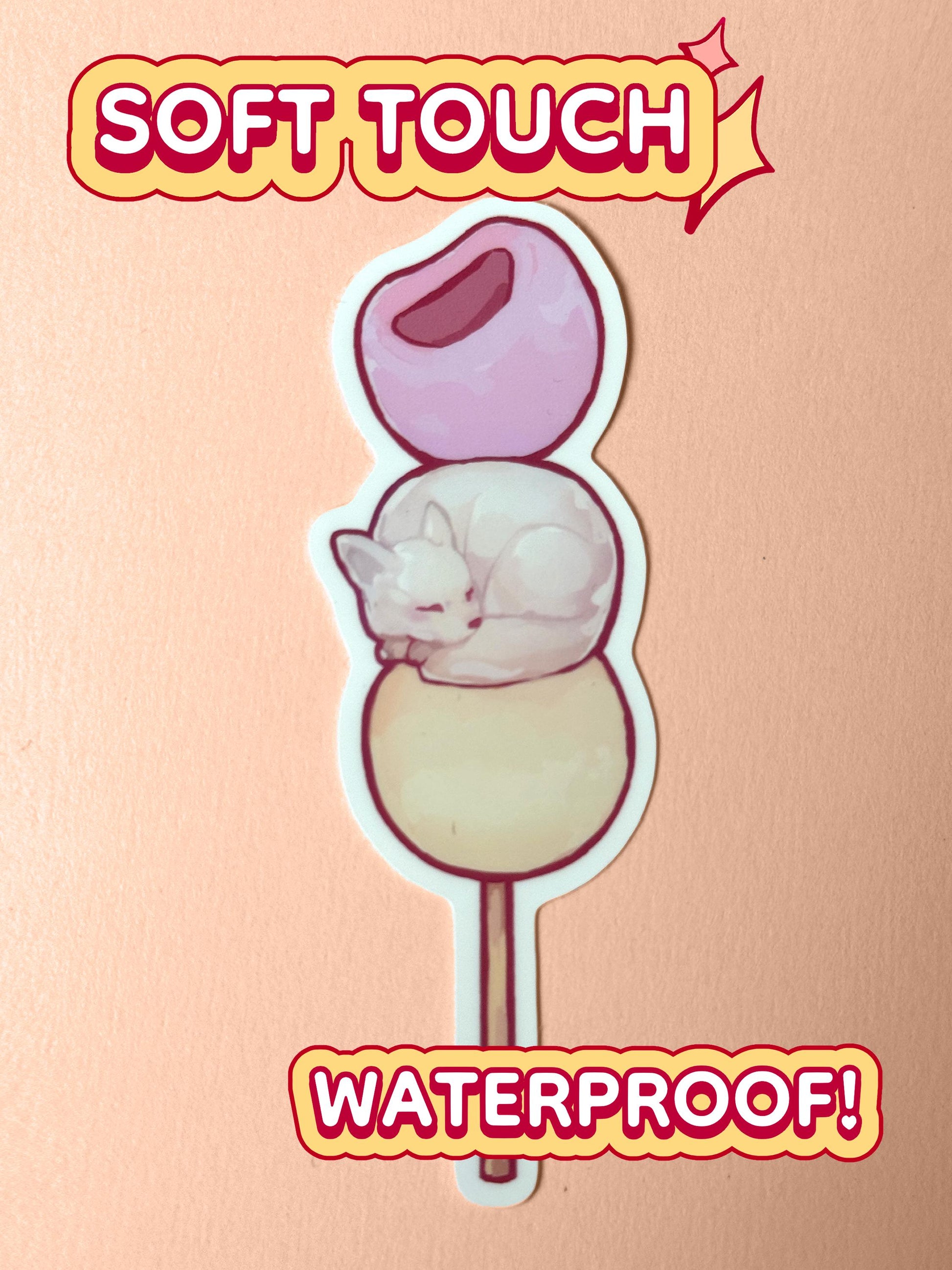The Luffy dango sticker is soft touch and waterproof.