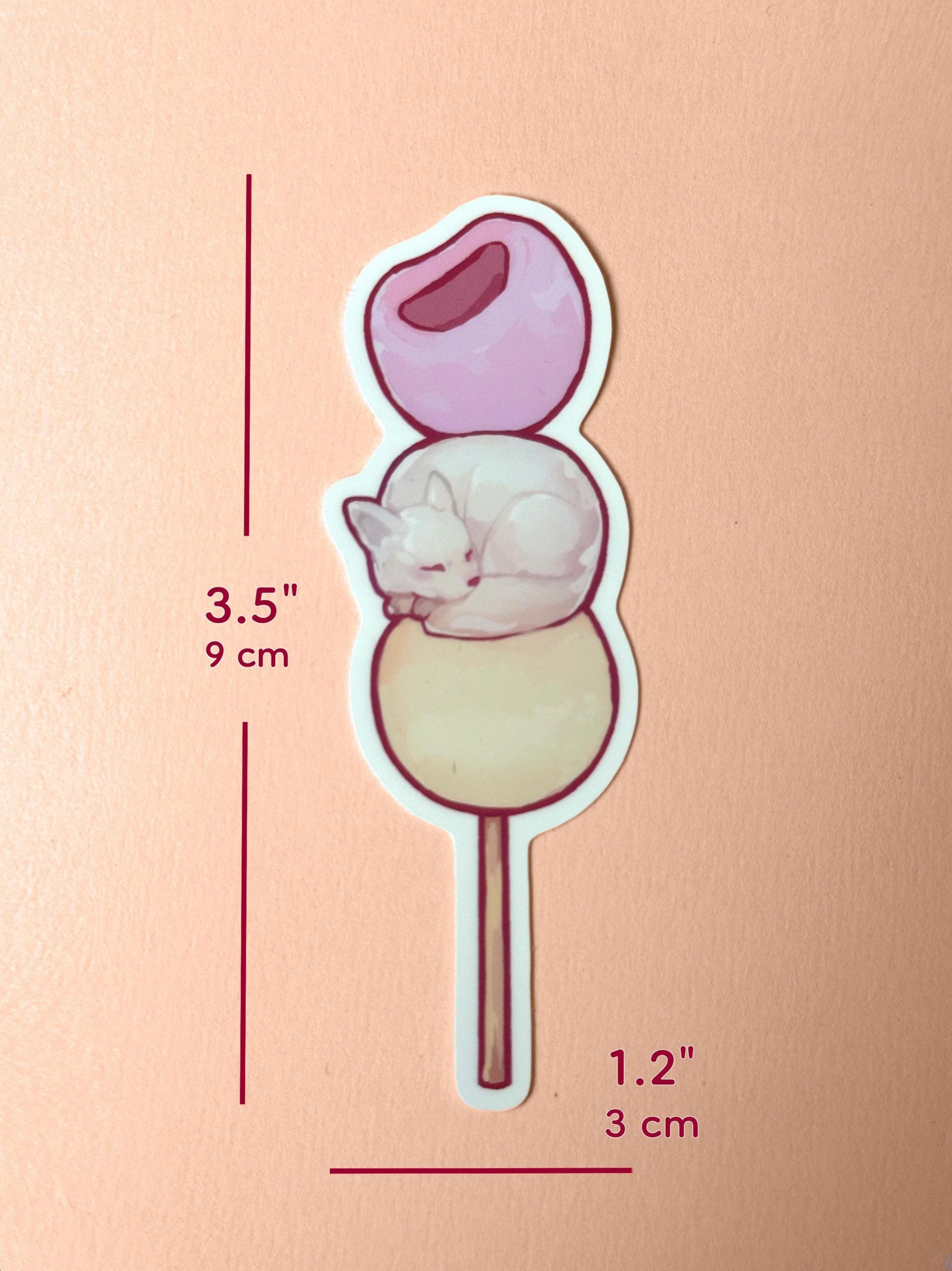 The Luffy dango mochi measures 3.5 inches tall and 1.2 inches wide.