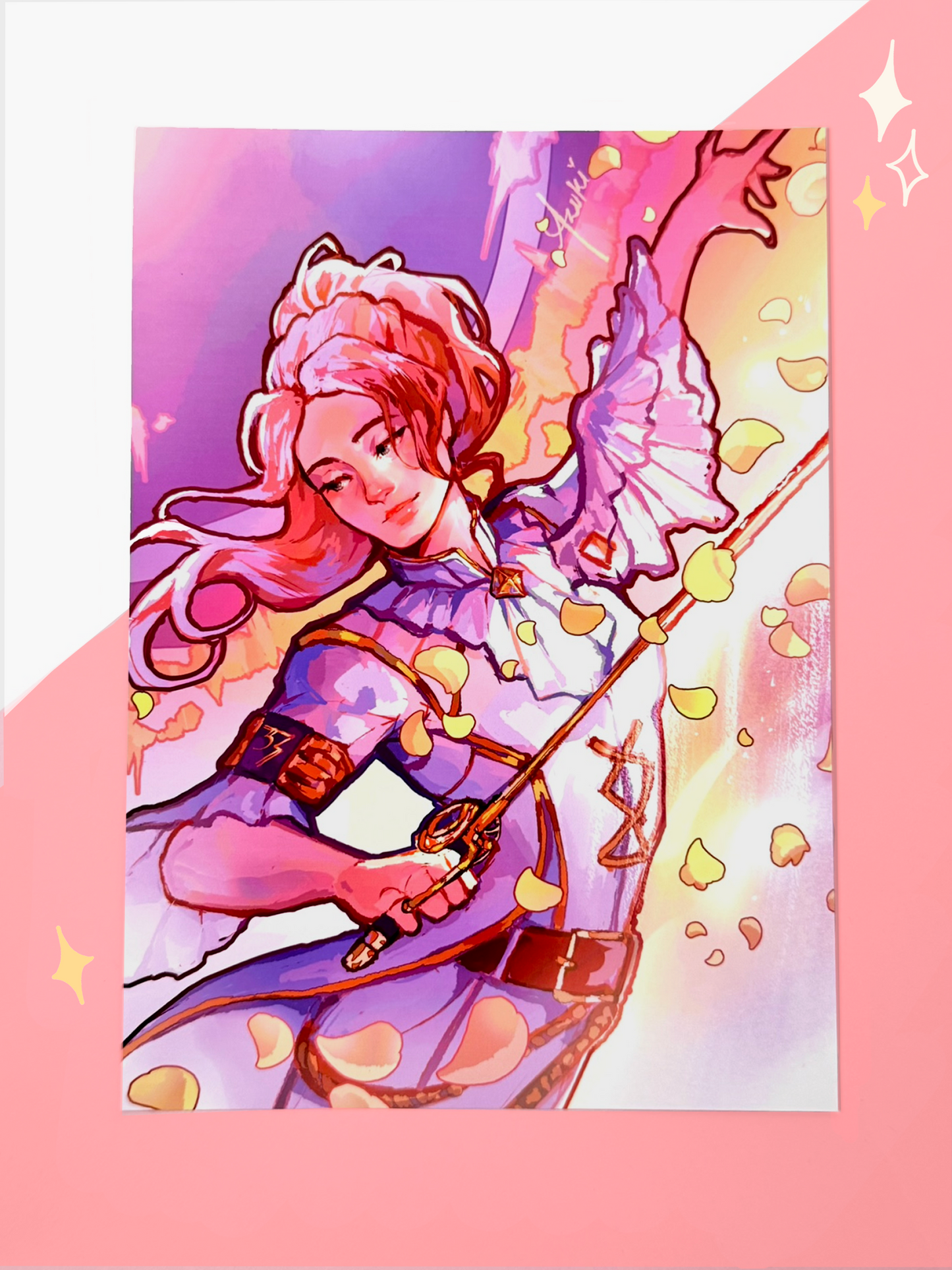 The Maelle print is displayed on paper.