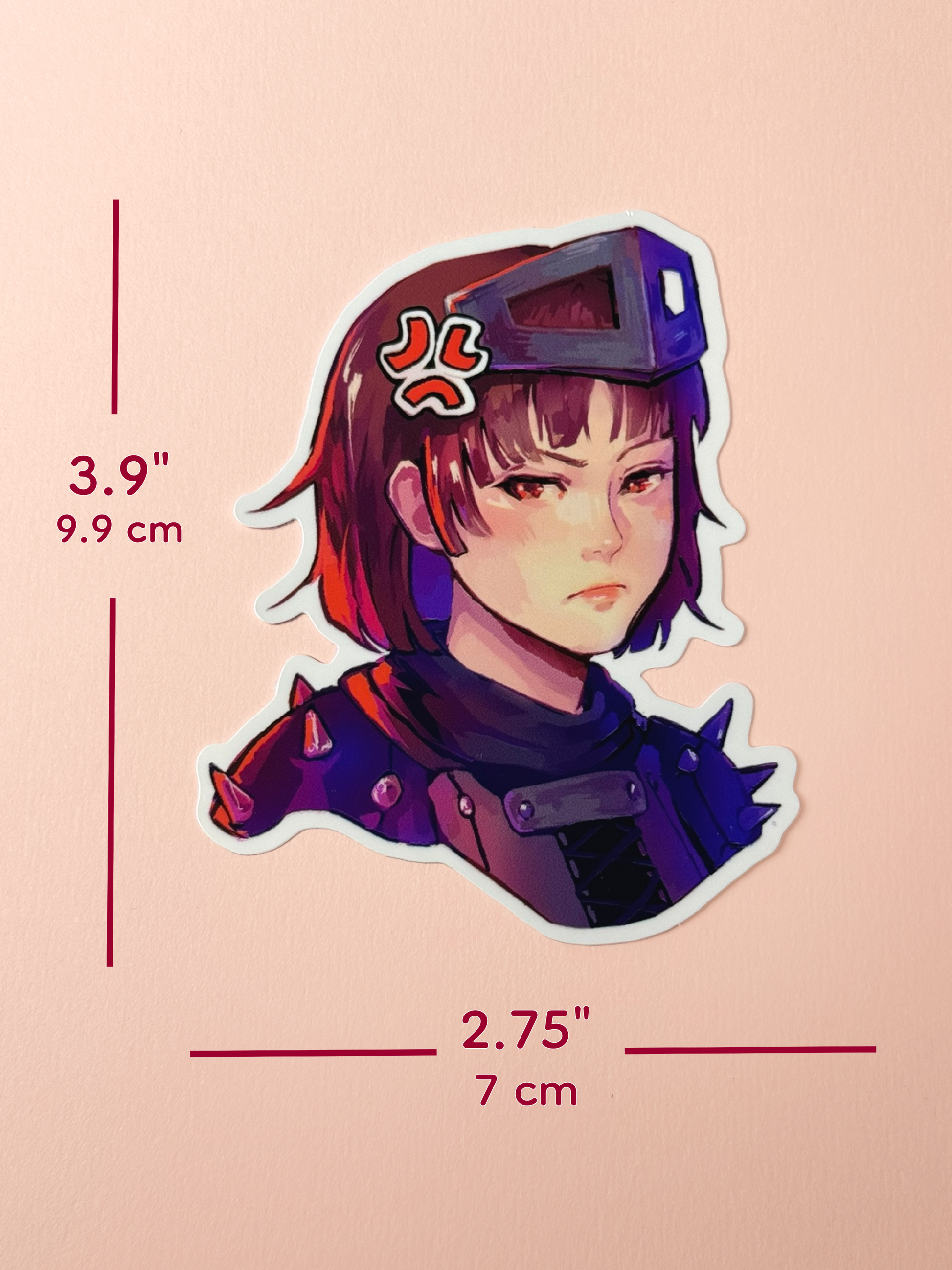 The Makoto Nijima sticker is 3.9 inches tall and 2.75 inches wide.