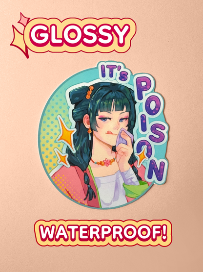 The Mao Mao sticker is glossy and waterproof.