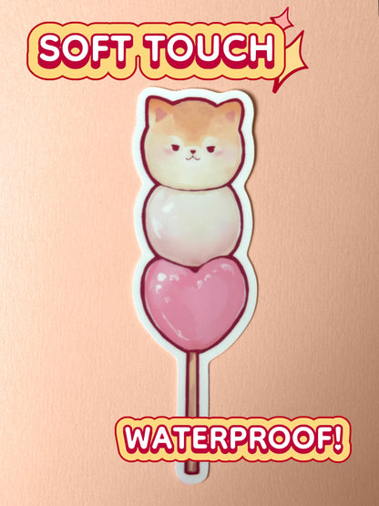 The May dango sticker is soft touch and waterproof.