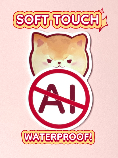 The No AI sticker is soft touch and waterproof.