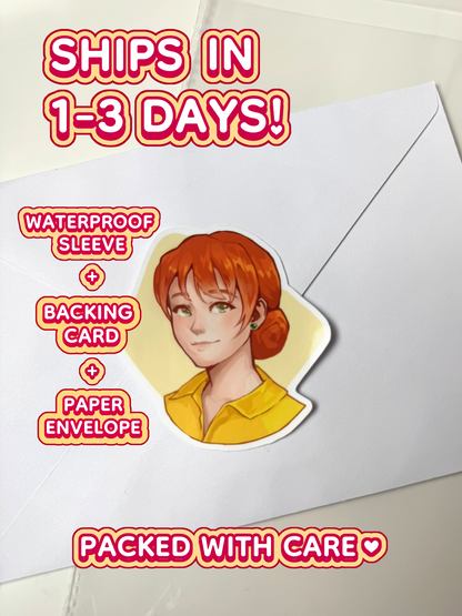 The Penny sticker ships in 1 to 3 days in a waterproof sleeve, backing card, and paper envelope.