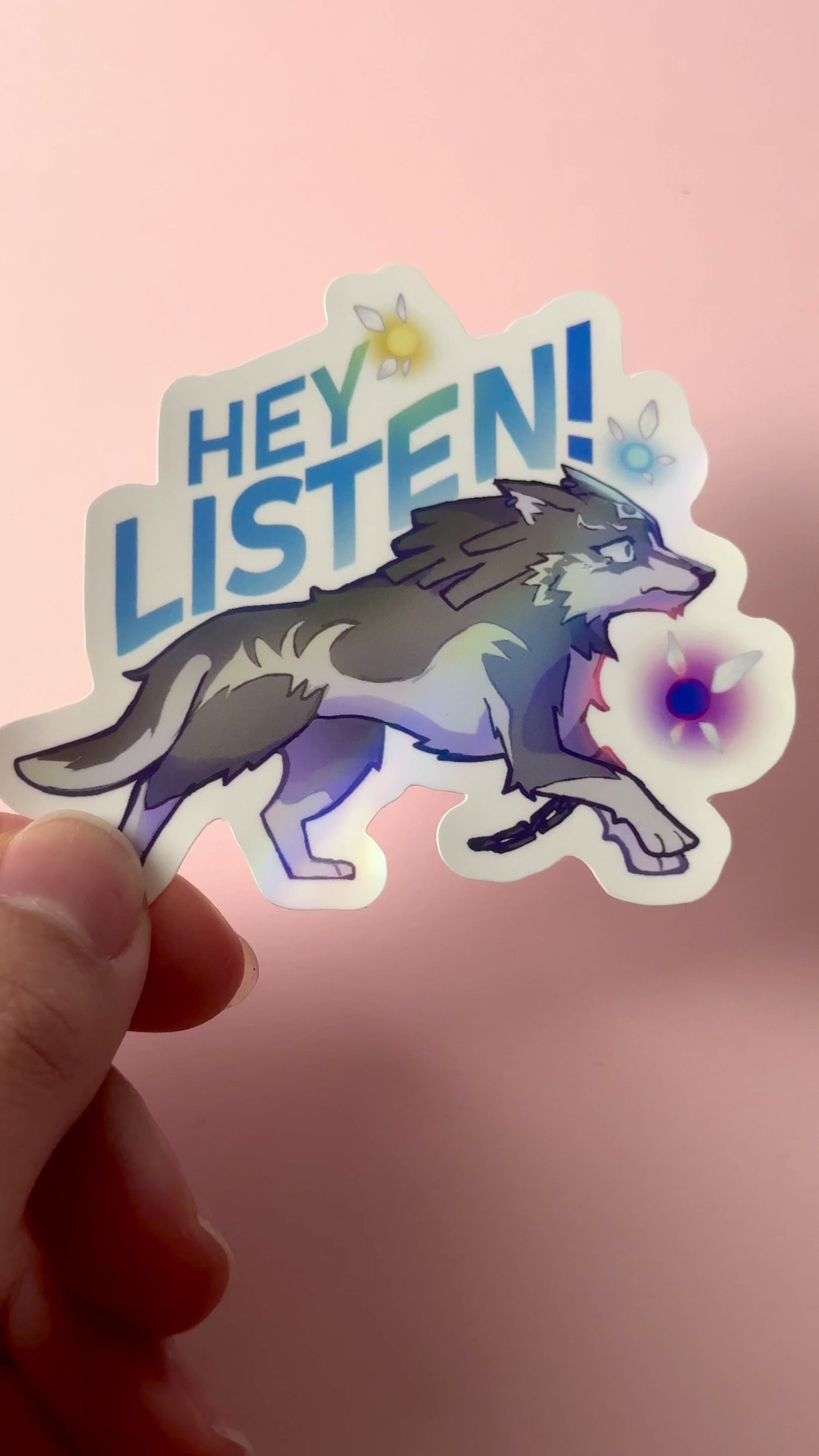 A video demonstrating how the Wolf Link sticker looks in different lighting.