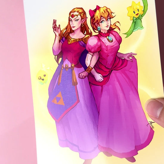 This video highlights the Princess Peach and Zelda print in different lighting.