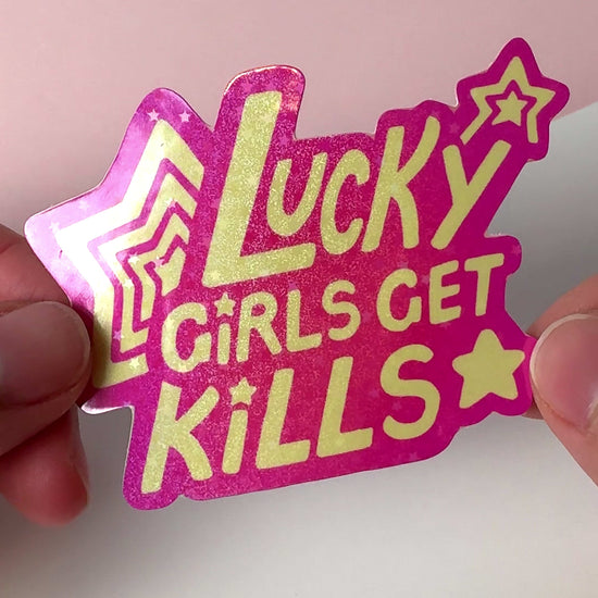 This video highlights the lucky girls get kills sticker in different lighting.