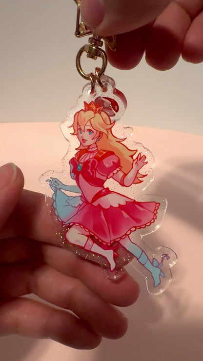Princess Peach - Super Mario - Glitter Acrylic Keychain