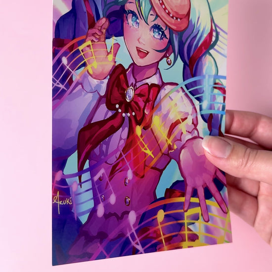 This video highlights the Rainbow Miku print in different lighting.