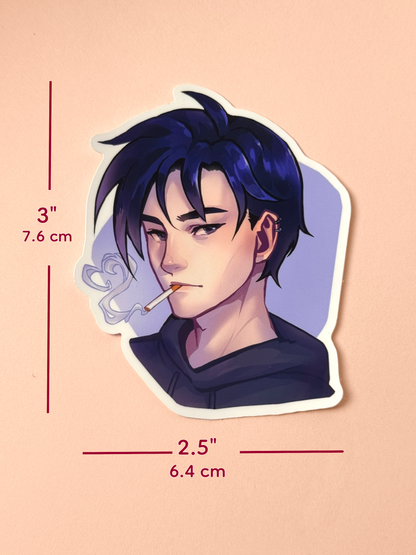 The Sebastian sticker measures 3 inches tall and 2.5 inches wide.
